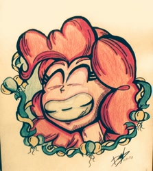 Size: 1024x1150 | Tagged: safe, artist:danyboyazul, pinkie pie, equestria girls, smiling, solo, traditional art, watermark