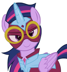 Size: 6360x6800 | Tagged: safe, artist:joemasterpencil, derpibooru import, masked matter-horn, twilight sparkle, twilight sparkle (alicorn), alicorn, pony, power ponies (episode), absurd resolution, female, goggles, mare, power ponies, simple background, solo, transparent background, vector