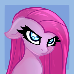 Size: 1024x1024 | Tagged: safe, artist:slavedemorto, pinkie pie, earth pony, pony, bust, pinkamena diane pie, simple background, solo, unamused