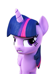 Size: 493x738 | Tagged: safe, artist:3d thread, artist:creatorofpony, derpibooru import, twilight sparkle, twilight sparkle (alicorn), alicorn, pony, /mlp/, 3d, 3d model, derp, faic, female, frown, glare, gritted teeth, mare, simple background, solo, transparent background