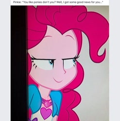 Size: 1964x1986 | Tagged: safe, pinkie pie, equestria girls, mirror magic, spoiler:eqg specials, solo, text