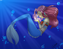 Size: 5236x4093 | Tagged: safe, artist:wolfimoons, pinkie pie, fish, human, mermaid, siren, absurd resolution, humanized, mermaidized, solo, species swap, underwater