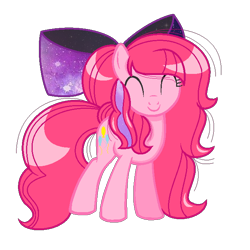 Size: 680x680 | Tagged: safe, artist:creativeheart9, pinkie pie, pony, alternate hairstyle, bow, hair bow, simple background, smiling, solo, transparent background