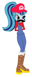 Size: 840x2000 | Tagged: safe, sonata dusk, equestria girls, rainbow rocks, cosplay, equestria girls-ified, mario, moustache, nintendo, simple background, solo, super mario bros., vector, white background