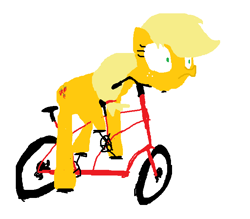 Size: 712x624 | Tagged: safe, artist:fishimira, applejack, earth pony, pony, bicycle, female, hatless, lineless, mare, missing accessory, simple background, white background