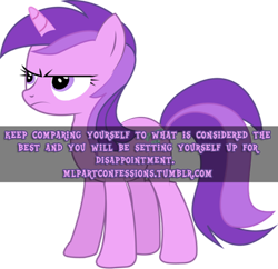 Size: 500x483 | Tagged: safe, amethyst star, angry, frown, glare, meta, pony confession, simple background, solo, text, transparent background