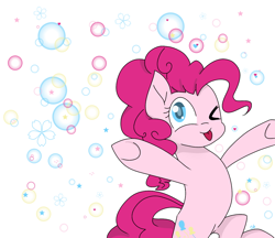 Size: 1158x1000 | Tagged: safe, artist:chautung, pinkie pie, earth pony, pony, one eye closed, solo, tongue out