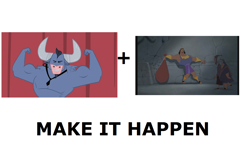 Size: 1337x796 | Tagged: safe, iron will, exploitable meme, kronk, make it happen, meta, the emperor's new groove