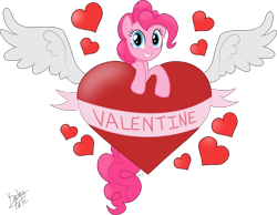 Size: 7223x5591 | Tagged: safe, artist:faunafay, pinkie pie, earth pony, pony, absurd resolution, heart, holiday, simple background, solo, transparent background, valentine's day, wings