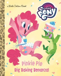 Size: 1547x1920 | Tagged: safe, artist:zoe persico, gummy, pinkie pie, earth pony, pony, cover, little golden book, pinkie pie: big baking bonanza