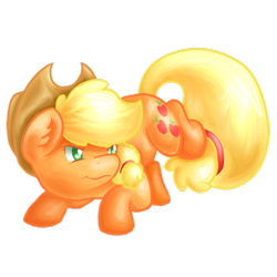 Size: 1024x1024 | Tagged: safe, artist:bubblyblackbird, applejack, earth pony, pony, ear fluff, frown, simple background, solo, transparent background, wavy mouth