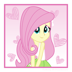 Size: 9000x9000 | Tagged: safe, artist:efk-san, fluttershy, equestria girls, absurd resolution, clothes, cute, heart, shyabetes, skirt, smiling, solo, tanktop