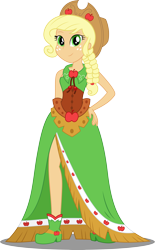 Size: 5201x8367 | Tagged: safe, artist:sugar-loop, applejack, equestria girls, absurd resolution, clothes, dress, freckles, gala dress, looking at you, simple background, smiling, solo, transparent background