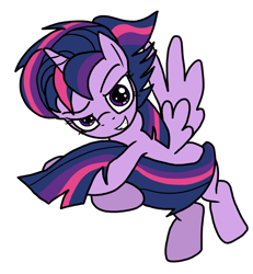 Size: 946x1024 | Tagged: safe, artist:anyponedrawn, derpibooru import, twilight sparkle, twilight sparkle (alicorn), alicorn, pony, alternate hairstyle, eager, female, mare, punklight sparkle, solo, tail, wings