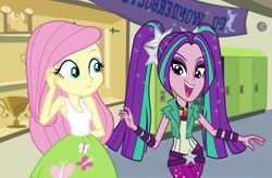 Size: 2500x1635 | Tagged: safe, artist:bigpurplemuppet99, aria blaze, fluttershy, equestria girls, ariashy, female, flutterblaze, lesbian, shipping