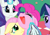 Size: 423x300 | Tagged: artist needed, safe, derpibooru import, fluttershy, pinkie pie, rarity, twilight sparkle, earth pony, pegasus, pony, unicorn, crying, female, floppy ears, flower, magic, mare, open mouth, picnic blanket