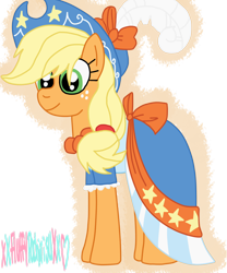 Size: 1024x1229 | Tagged: safe, artist:xxfluffypachirisuxx, applejack, earth pony, pony, magical mystery cure, clothes, coronation dress, dress, female, hat, mare, simple background, solo, transparent background