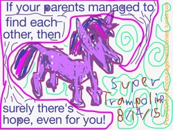 Size: 2048x1536 | Tagged: safe, artist:super trampoline, derpibooru import, twilight sparkle, 1000 hours in ms paint, encouragement, encouraging, ms paint, not forever alone, parent, poorly drawn encouragement ponies, text, tumblr
