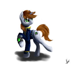 Size: 2000x1800 | Tagged: safe, artist:nemo2d, oc, oc only, oc:littlepip, pony, unicorn, fallout equestria, clothes, fanfic, fanfic art, female, mare, pipbuck, simple background, solo, vault suit, white background