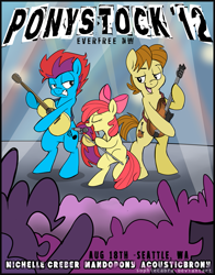 Size: 707x900 | Tagged: safe, artist:spainfischer, apple bloom, oc, oc:mandopony, acousticbrony, everfree northwest, meta, ponystock, poster