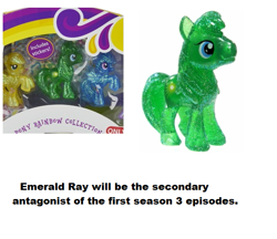 Size: 583x503 | Tagged: safe, season 3, spoiler:s03, emerald ray, jossed, meta, season 3 speculation, toy