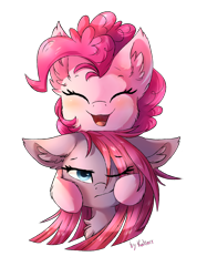 Size: 1280x1707 | Tagged: safe, artist:kaliner123, pinkie pie, earth pony, pony, annoyed, cheek fluff, chest fluff, cute, diapinkes, duality, ear fluff, eyes closed, female, fluffy, frown, happy, mare, pinkamena diane pie, sad, self ponidox, simple background, smiling, straight hair, straight mane, transparent background
