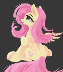 Size: 1873x2122 | Tagged: safe, artist:fluttersheeeee, fluttershy, pegasus, pony, female, mare, rear view, simple background, solo