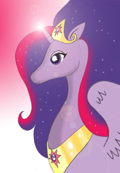 Size: 1024x1477 | Tagged: safe, artist:koku-chan, derpibooru import, twilight sparkle, twilight sparkle (alicorn), alicorn, pony, ethereal mane, jewelry, older, solo, tiara, wings