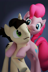 Size: 6000x9000 | Tagged: safe, artist:deloreandudetommy, part of a set, pinkie pie, oc, oc:template, earth pony, pony, 3d, absurd resolution, blender, couple, female, holiday, hug, male, shipping, stallion, straight, valentine's day