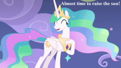 Size: 1280x720 | Tagged: safe, edit, edited screencap, screencap, princess celestia, alicorn, pony, horse play, crown, cute, cutelestia, hoof shoes, jewelry, peytral, regalia, speech