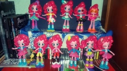 Size: 1032x581 | Tagged: safe, pinkie pie, equestria girls, doll, equestria girls minis, irl, multeity, photo, too much pink energy is dangerous, toy