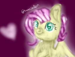 Size: 840x640 | Tagged: safe, artist:sunniesfunthecupcake, fluttershy, pegasus, pony, female, mare, pink mane, solo, yellow coat