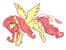 Size: 776x595 | Tagged: safe, artist:queerly, fluttershy, pegasus, pony, cutie mark, female, flying, looking at you, mare, peacock feathers, simple background, solo, spread wings, tail feathers, transparent background, unshorn fetlocks, wings