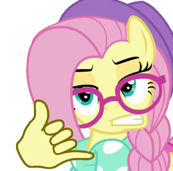 Size: 584x576 | Tagged: safe, edit, edited screencap, screencap, fluttershy, pegasus, pony, fake it 'til you make it, alternate hairstyle, background removed, hipstershy, simple background, solo, transparent background, woke