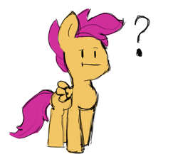 Size: 867x751 | Tagged: safe, artist:davierocket, scootaloo, question mark, simple background, sketch, solo, white background