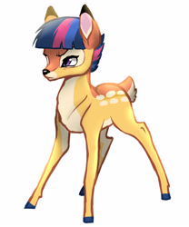 Size: 2500x3000 | Tagged: safe, artist:kianamai, oc, oc only, oc:starburst, deer, bambi, deerified, kilalaverse, next generation, offspring, parent:flash sentry, parent:twilight sparkle, parents:flashlight, simple background, solo, species swap, white background