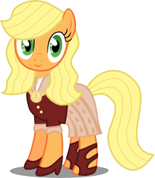 Size: 6561x7527 | Tagged: safe, artist:atomicmillennial, part of a series, part of a set, applejack, earth pony, pony, inspiration manifestation, absurd resolution, alternate hairstyle, alternate universe, beautiful, clothes, dress, female, hatless, her inspiration manifests, high heels, mare, missing accessory, shoes, simple background, solo, story included, transparent background, vector