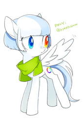 Size: 310x450 | Tagged: safe, artist:nora1211, oc, oc only, pegasus, pony, heterochromia, pixiv, simple background, solo, white background