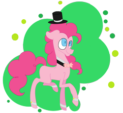 Size: 2444x2236 | Tagged: safe, artist:moonlightnote, pinkie pie, earth pony, pony, cufflinks, cuffs (clothes), hat, simple background, solo, top hat, transparent background