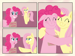 Size: 2048x1536 | Tagged: safe, artist:theponymasters, fluttershy, pinkie pie, earth pony, pegasus, pony, comic, free hugs, hug