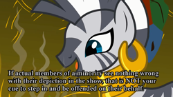 Size: 1264x711 | Tagged: safe, zecora, zebra, bronyetiquette, meta, parody, text