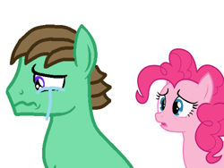 Size: 800x600 | Tagged: safe, pinkie pie, oc, oc:ian, earth pony, pony, crying, self insert