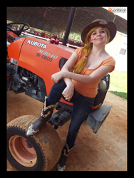 Size: 1728x2304 | Tagged: safe, artist:krazykari, applejack, human, boots, clothes, cosplay, costume, irl, irl human, pants, photo, shirt, solo, tractor