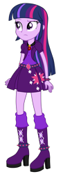 Size: 3000x8208 | Tagged: safe, artist:mixiepie, derpibooru import, adagio dazzle, twilight sparkle, equestria girls, rainbow rocks, absurd resolution, accessory swap, alternate universe, amulet, bad girl, boots, clothes, clothes swap, gem, high heels, long hair, necklace, paint tool sai, pleated skirt, role reversal, simple background, siren gem, skirt, solo, spiked wristband, spikes, the dazzlings, transparent background