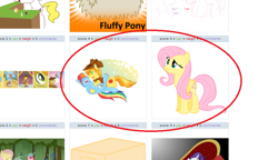 Size: 905x520 | Tagged: safe, derpibooru import, screencap, braeburn, fluttershy, rainbow dash, pegasus, pony, derpibooru, exploitable meme, juxtaposition, juxtaposition win, meta