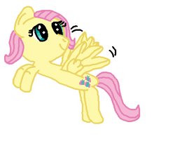 Size: 462x422 | Tagged: safe, artist:nightshadowmlp, fluttershy, pegasus, pony, flying, ms paint, simple background, smiling