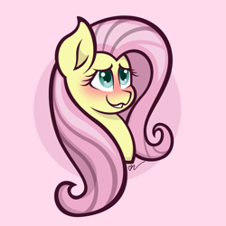 Size: 1269x1269 | Tagged: safe, artist:raptorlover0823, fluttershy, pegasus, pony, blushing, bust, female, looking at you, mare, solo