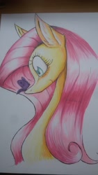 Size: 1836x3264 | Tagged: safe, artist:localscum, fluttershy, butterfly, pegasus, pony, female, solo, traditional art