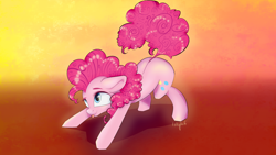 Size: 3840x2160 | Tagged: safe, artist:labglab, pinkie pie, earth pony, pony, abstract background, female, floppy ears, mare, rcf community, solo, tongue out