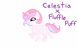 Size: 1280x800 | Tagged: safe, artist:unoriginai, oc, oc only, pony, unicorn, cute, female, filly, magical lesbian spawn, offspring, parent:oc:fluffle puff, parent:princess celestia, parents:canon x oc, parents:celestipuff, simple background, white background